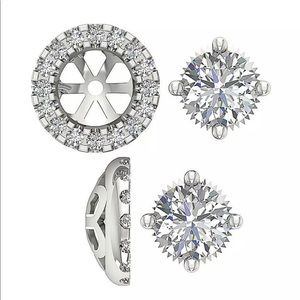 Genuine Diamond 14K White Gold Earring Jackets